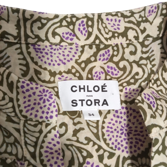 Chloé Beige Pink Floral Print Blouse Long Sleeve Button Front Size 34(0-2) - Picture 2 of 6
